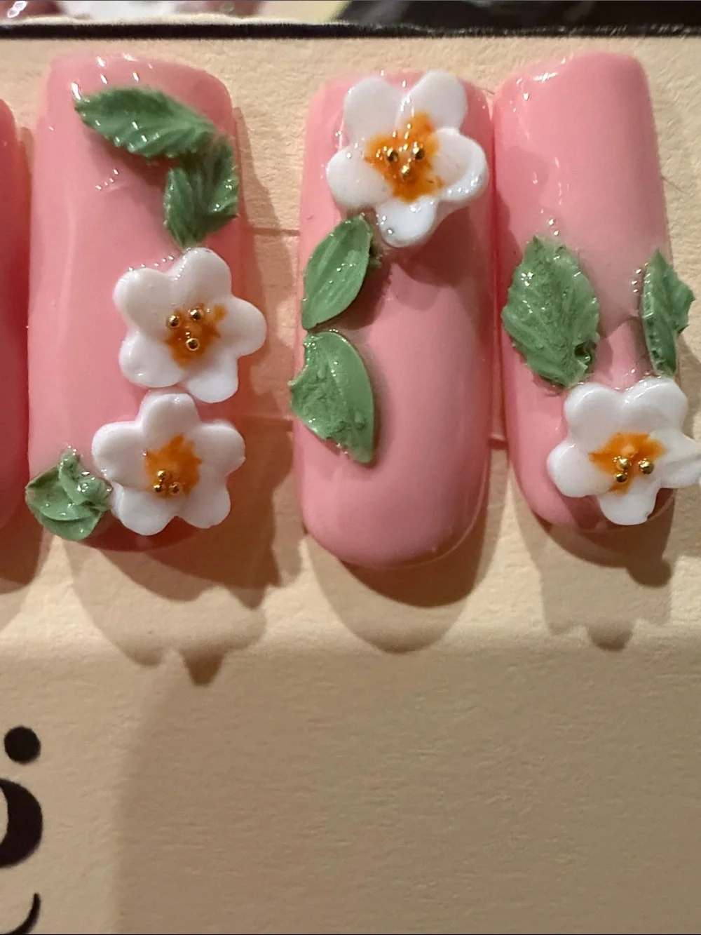 Pink Floral handmade acrylic Press-On Nail Set